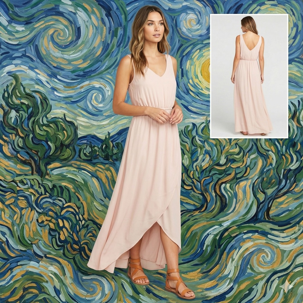 Show Me Your‎ Mumu Kendall Maxi Dress Blush Pink XS MBM6-141 Sleeveless V-Neck